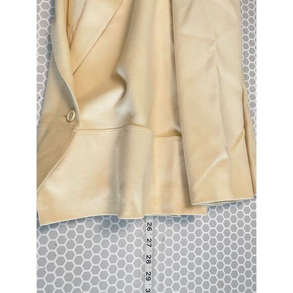 Vintage Brian Tucker Women Blazer Size 12 Cream Wool Double Breasted Preppy FLAW - Picture 10 of 12